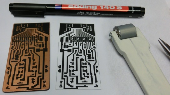 PCB ready for etching and test printout